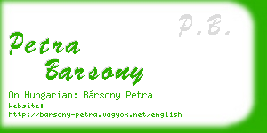 petra barsony business card